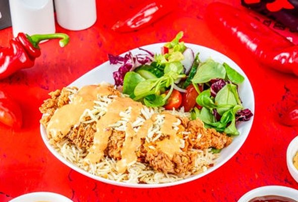 Zingy Rice Box with a drink.