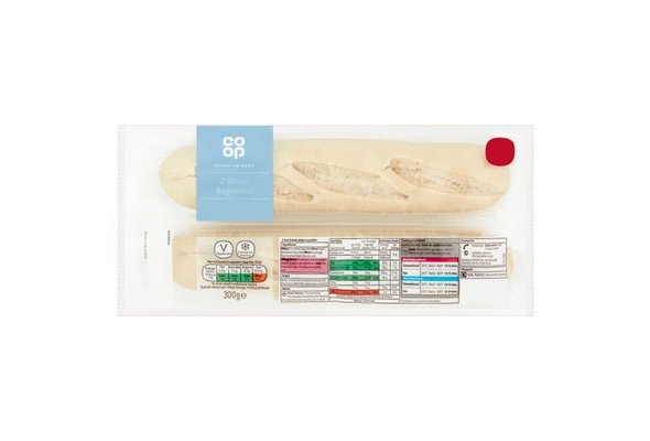Co-op 2 White Baguettes 300g