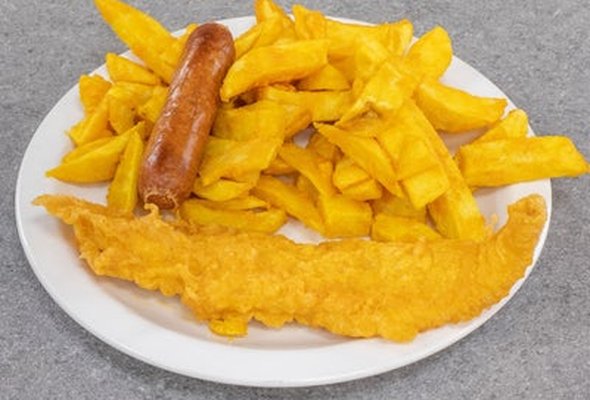 Mini Fish and Small Sausage and Chips