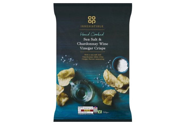 Co-op Irresistible Hand Cooked Sea Salt & Chardonnay Wine Vinegar Crisps 150g