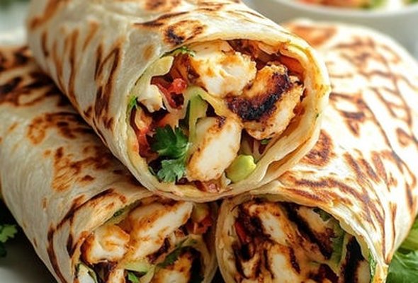 Grilled chicken & halloumi wrap Single