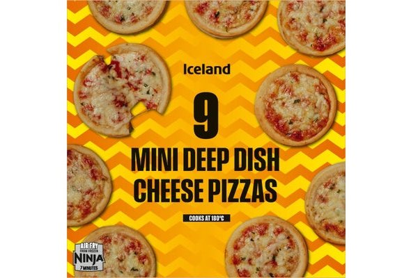 Iceland 9 Pack Deep Dish Mini Cheese Pizzas