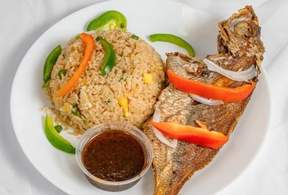Egg Fried Rice & Fried Fish