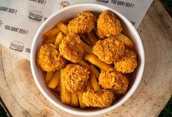 Kids Clucker Bites with Skin Rustic Fries