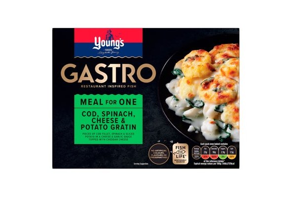 Young's Gastro Cod, Spinach, Cheese & Potato Gratin Meal for One 360g