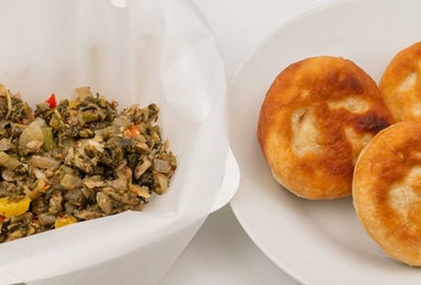 Callaloo & Saltfish & 2 Fried Dumplings