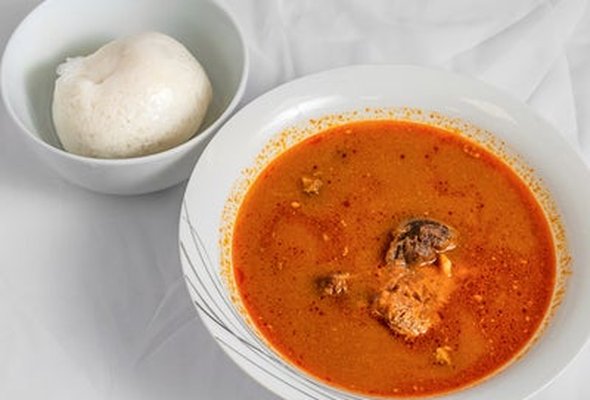 Omo Tuo & light Soup - Meat & Fish