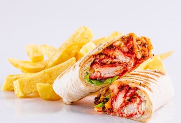 Fiery Fish Wrap & Chips