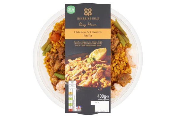 Co-op Irresistible King Prawn Chicken & Chorizo Paella 400g