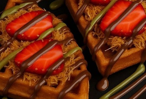 2 Kunafa Waffle Bites