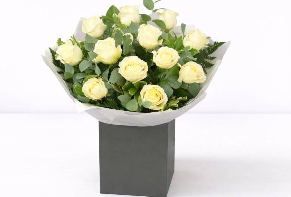 White Rose Hand-Tied Bouquet