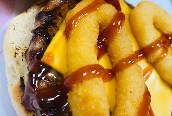 Single Beef BBQ Deluxe Burger with Fries