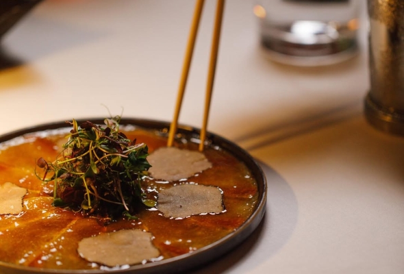 Yellowtail Carpaccio with Black Truffle