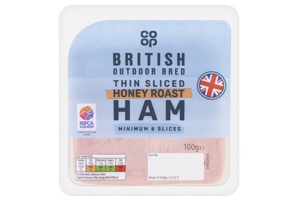 Co-op British Outdoor Bred Thin Sliced Honey Roast Ham 100g
