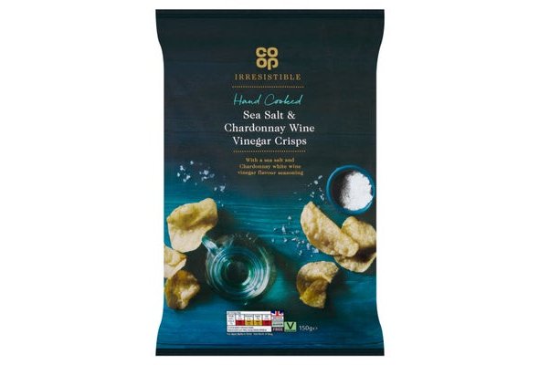 Co-op Irresistible Hand Cooked Sea Salt & Chardonnay Wine Vinegar Crisps 150g