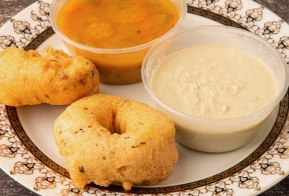 Vada 2 Pieces and Sambar and Chutney