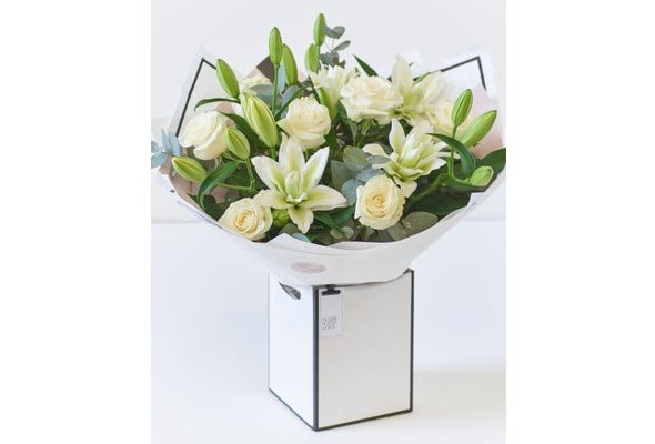 Beautifully Simple Luxury White Rose & Lily Bouquet
