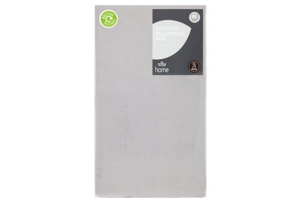 Morrisons Easy Care Grey Housewife Pillow Cases 2pk